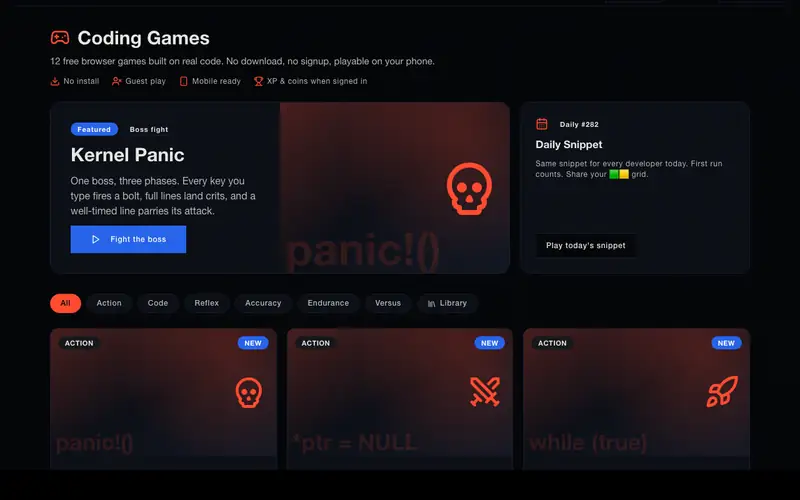 CodeSpeedTest — Coding games