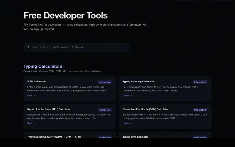 CodeSpeedTest — Developer tools