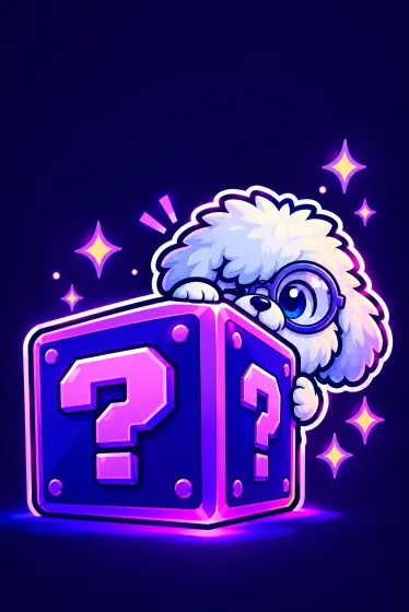 Puffy peeking over a glowing mystery box